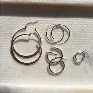 Silver Hoop Earrings Lot